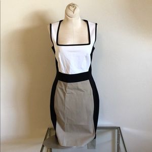 BNWT banana republic black white tan fitted dress